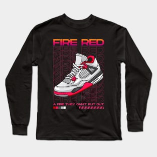 AJ 4 Retro Fire Red Sneaker Long Sleeve T-Shirt